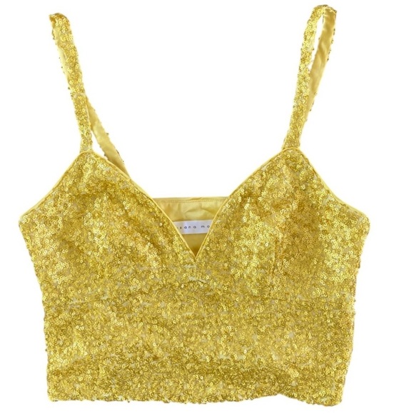 Susana Monaco Sequin String Crop Top Sunshine Yellow NWOT - Picture 2 of 8